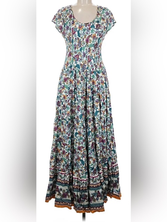 Soft Surroundings Dresses & Skirts - Soft Surroundings Floral Maxi Dress in White with Teal, Rust, and Purple